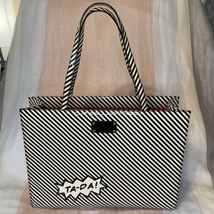 Kate Spade joseph ka pow black & cream stripe tote with hot pink lining TA-DA!